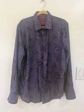 Robert Graham Men's Dark Purple Patterned Long Sleeve Shirt